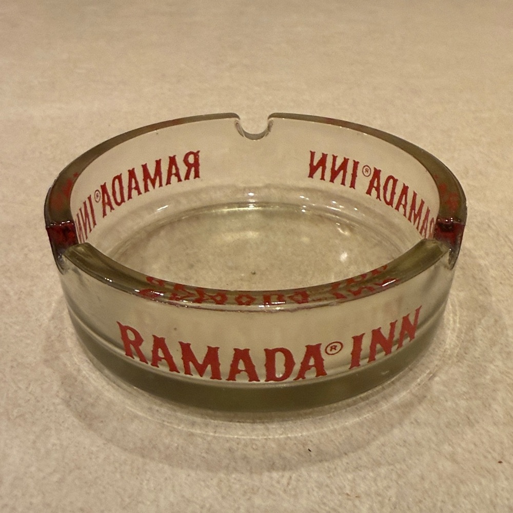 American Vintage Clear and Red Ashtray